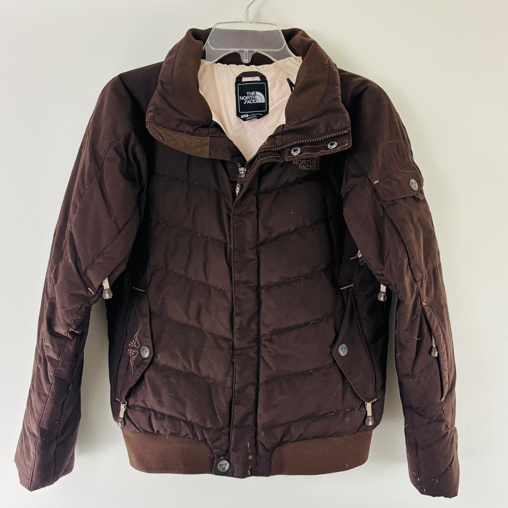 The North Face 600 Down Puffer Jacket Brown RECCO Ski Snowboard Women's Small‎
